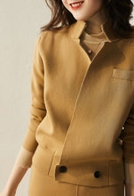 Φόρτωση εικόνας στο εργαλείο προβολής Συλλογής, Γαλλικό λεπτό μάλλινο πλεκτό σακάκι + φούστα παντελόνι με φαρδύ πόδι
