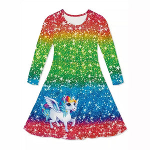 Τρισδιάστατο μονόκερο φόρεμα για κορίτσια Rainbow