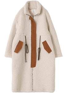 2023 Nude Fleece Παλτό Plus Size Winter Stand Μπουφάν με κορδόνια με κορδόνια