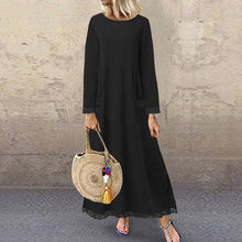 Φόρτωση εικόνας στο εργαλείο προβολής Συλλογής, Casual μάλλινο μάξι φόρεμα φούτερ με δαντέλα
