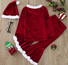 Φόρτωση εικόνας στο εργαλείο προβολής Συλλογής, Σετ 3-τεμαχίων Sweet Red Velvet Christmas Print Λούτρινο Top και Flare Pants
