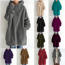 Φόρτωση εικόνας στο εργαλείο προβολής Συλλογής, Άνετο φθινοπωρινό/χειμωνιάτικο μεγάλο παλτό πουλόβερ με κουκούλα
