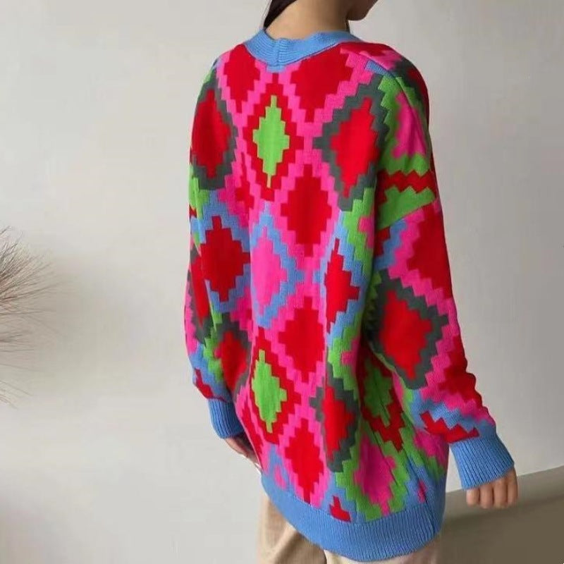 Εξατομικευμένο μονόπετο φαρδύ πλεκτό πουλόβερ