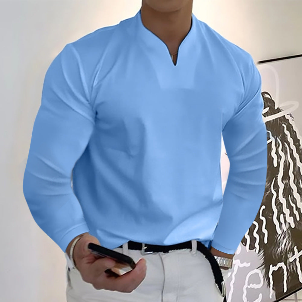 Ανδρικό φαρδύ casual μασίφ βαμβακερό μακρυμάνικο μπλουζάκι