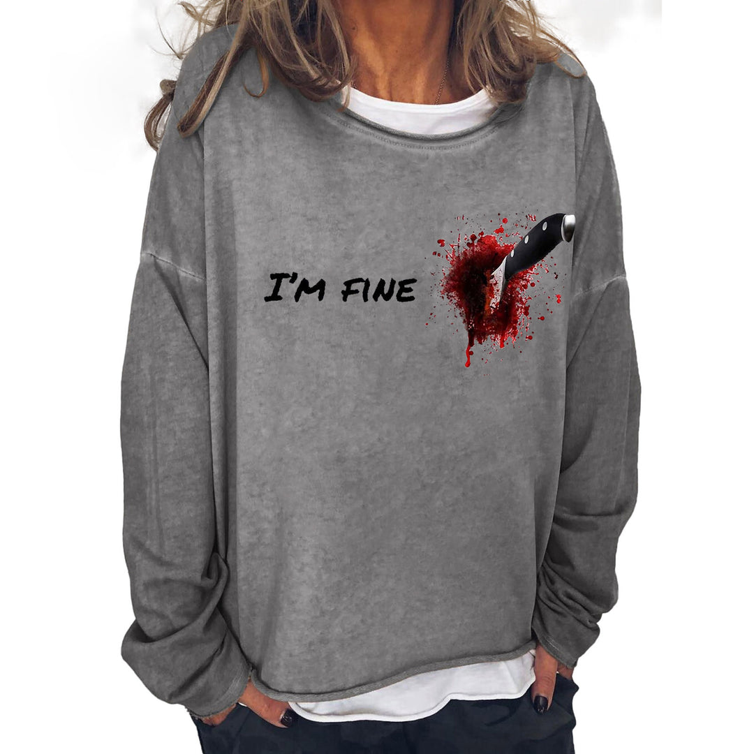 Γυναικείο αποκριάτικο χιούμορ αστείο αιματοβαμμένο μακρυμάνικο μπλουζάκι